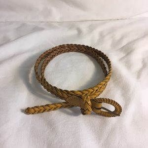Mustard colored skinny braided belt